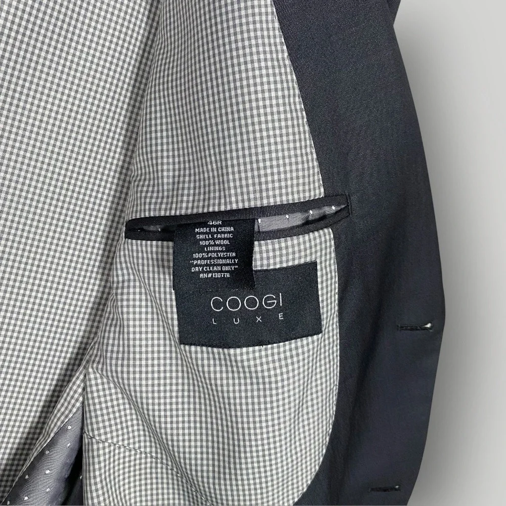 Coogi Luxe‎ Wool Shell Blazer Suit Jacket Size 46R Dark Color *See Photos*
